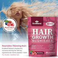Hair Growth Gummies Women Vitamins—excellerator Nourish Hair and Nail Promote Fuller Locks with a Natural, Gentle Formula—Filled Gummies—Mixed Berry Flavor—90 Count (45-Day Supply)