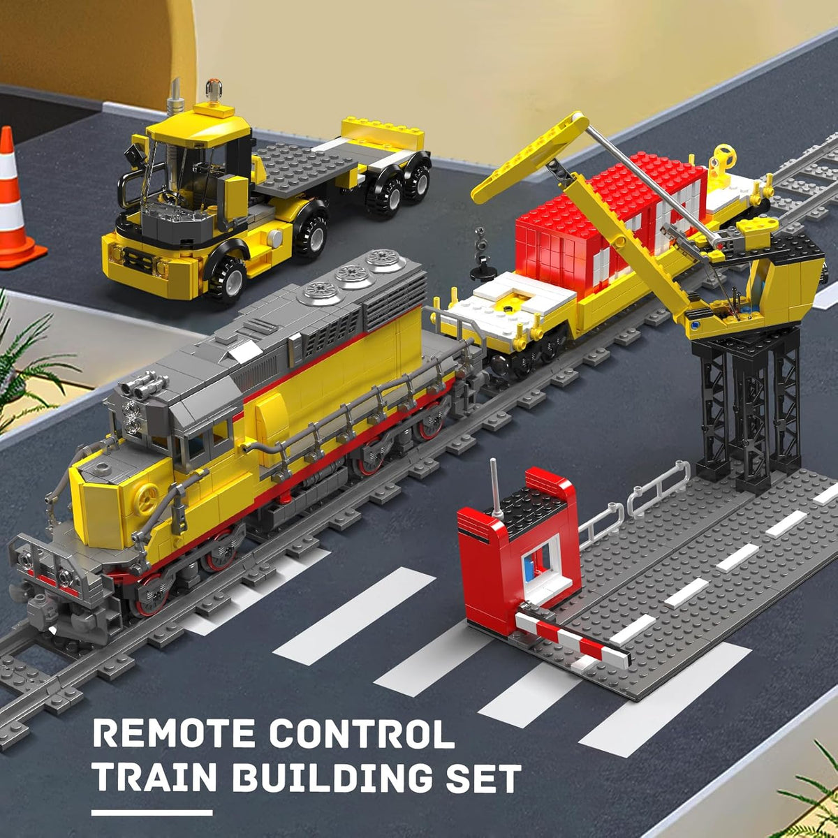 Mould King 12027 EMD SD40-2 Diesel Locomotive Train Model, 1170 Pieces Rail Train with Motor, Remote Controlled Building Block Kit for Kids/Adult Collections Enthusiasts