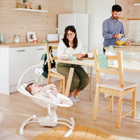 Badabulle Baby Swing Buddy Cream, Remote Control Electric Side-to-Side Baby Swing Chair from birth - 3 swing speeds - 8 lullabies - Play arch