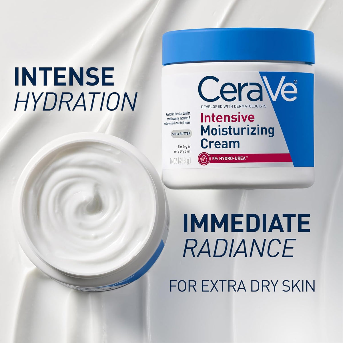 CeraVe Intensive Moisturizing Cream, Body Moisturizer With Shea Butter, 72H Hydration + Skin Barrier Repair