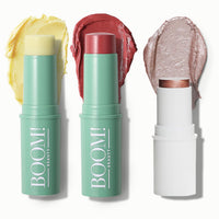 Boomstick Trio ® Rose Nude 3 Pack Cream Blush Makeup - Rose Nude Blush Stick, Highlighter Stick & Moisturizer for Cheeks