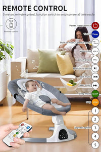 Adjustable Height Baby Swings for Infants to Toddler-Electric Bluetooth Infant Swing (Beige)