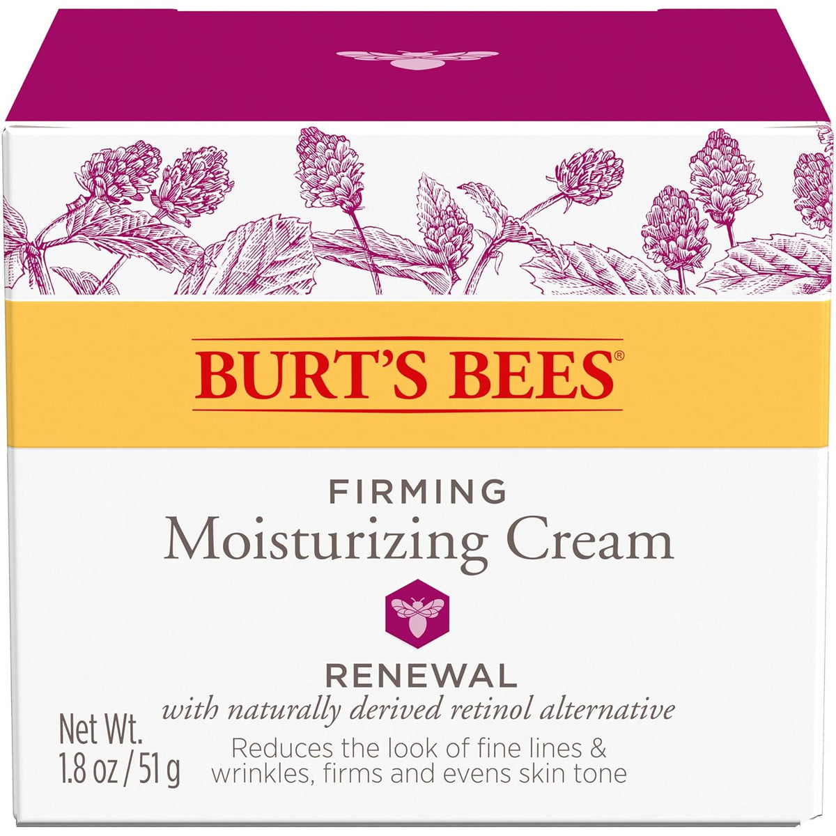 Burt's Bees Renewal Firming Face Cream, Anti-Aging Retinol Alternative, Moisturizing Natural Origin Skin Care, 1.8 Ounce (Packaging May Vary)