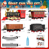 Train Set - Updated Electric Train Toy for Boys w/Smokes, Lights &Sound, Railway Kits w/Steam Locomotive Engine, Cargo Cars & Tracks, Gifts for 3 4 5 6 7 8+ Year Old Kids