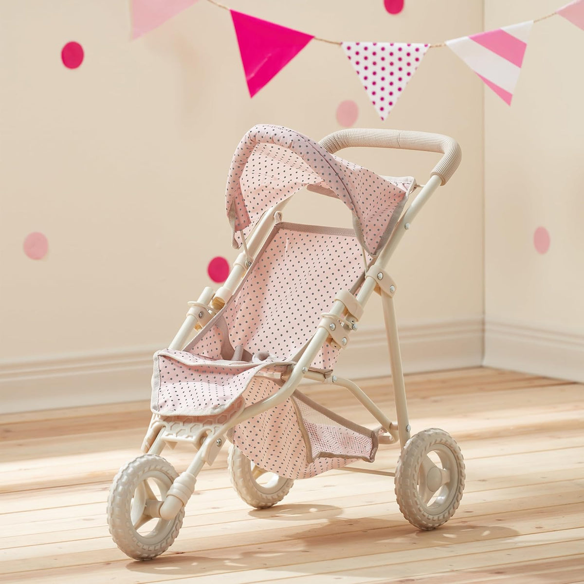 Olivia's Little World Polka Dot Princess Baby Doll Jogging Stroller, Pink/Gray