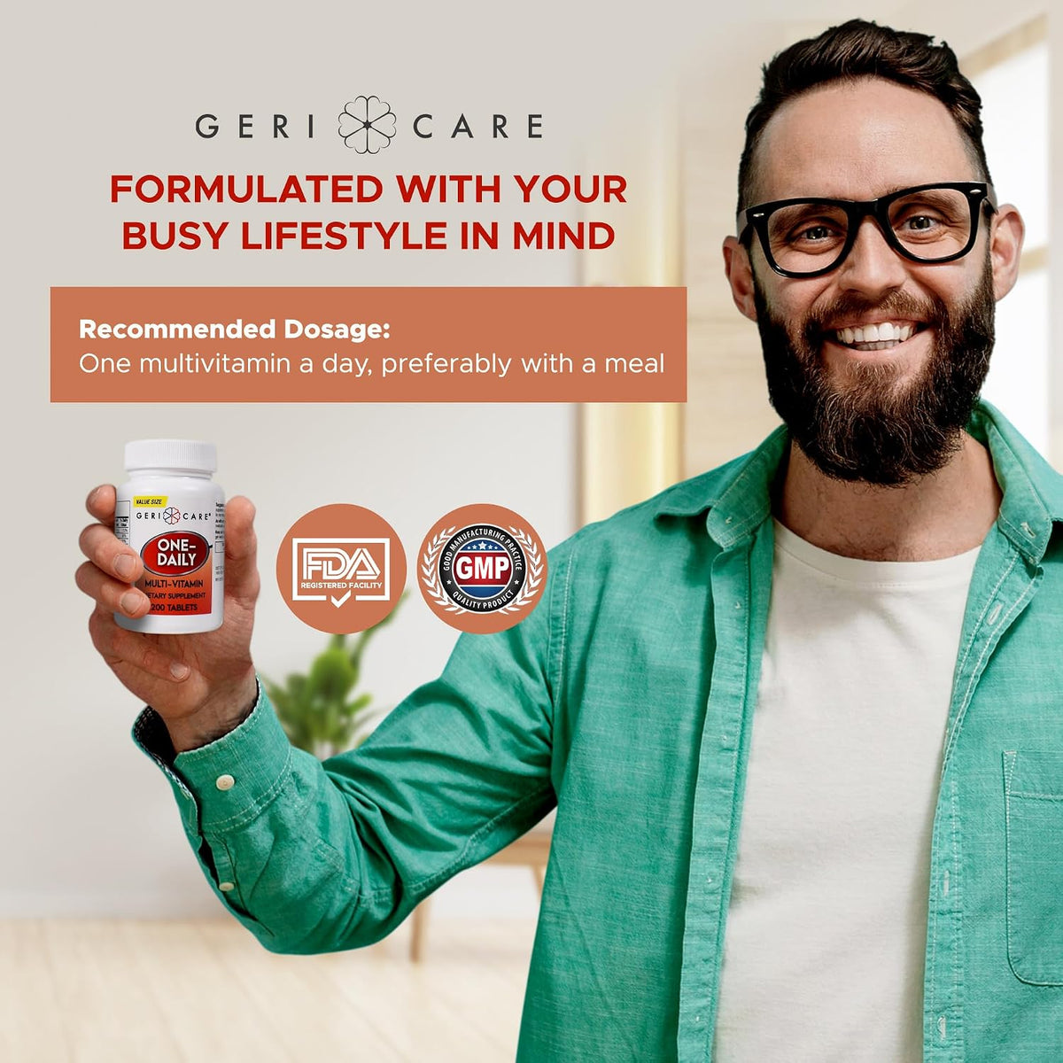 One-Daily Multi-Vitamin Tablet, 200 Count by GeriCare