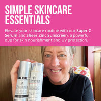 Vibriance Super C Vitamin Serum, Sheer Zinc Sunscreen SPF 50 Skin Care Set