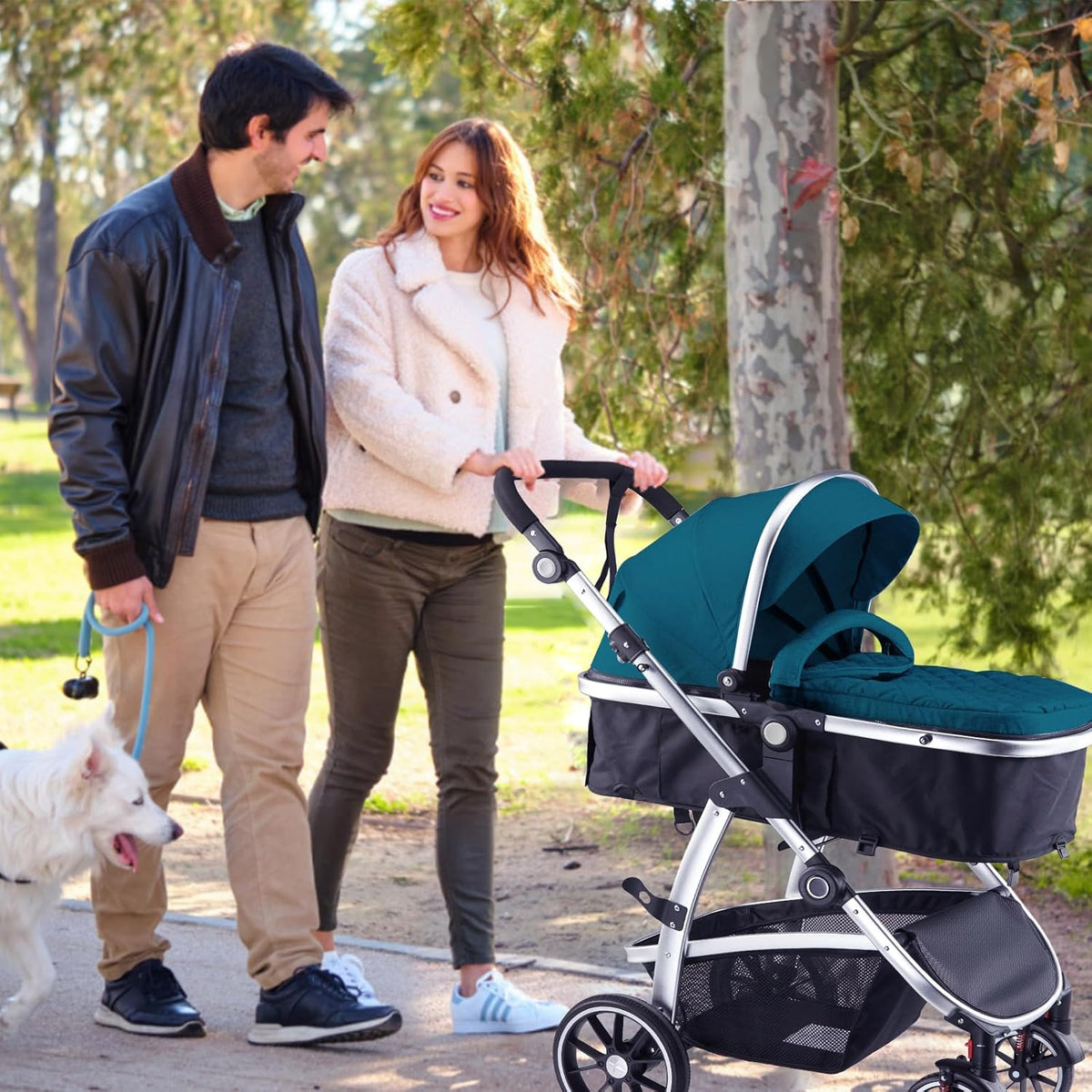 Baby Stroller, 2-in-1 Reversible Toddler Seat with Bassinet Mode, Foldable Infant Stroller with Canopy