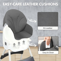 Portable Baby High Chair, 6 in 1 Convertible High Chairs for Babies & Toddlers with 5-Point Safety Harness