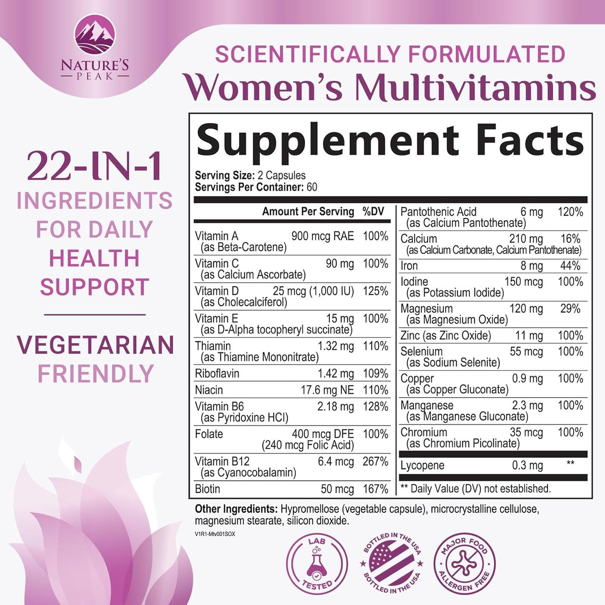 Multivitamin for Women - Once Daily Vitamins for Woman with Biotin, Calcium, Folate, Vitamin - 120 Capsules
