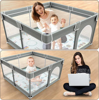 Baby Playpen with Mat 127cm x 127cm Playpen for Babies and Toddlers, Playard for Kids Safety Play