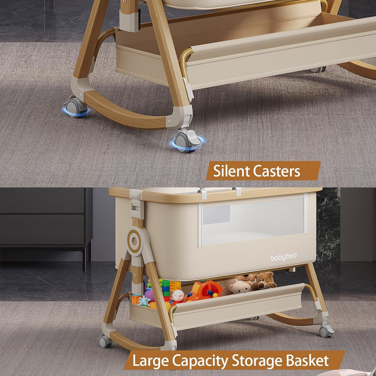 Adjustable 3 in 1 Baby Bassinets, Baby Bassinets Bedside Sleeper
