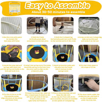 Advwin Kids Trampoline, Indoor Outdoor Rebounder w/Safety Enclosure Net