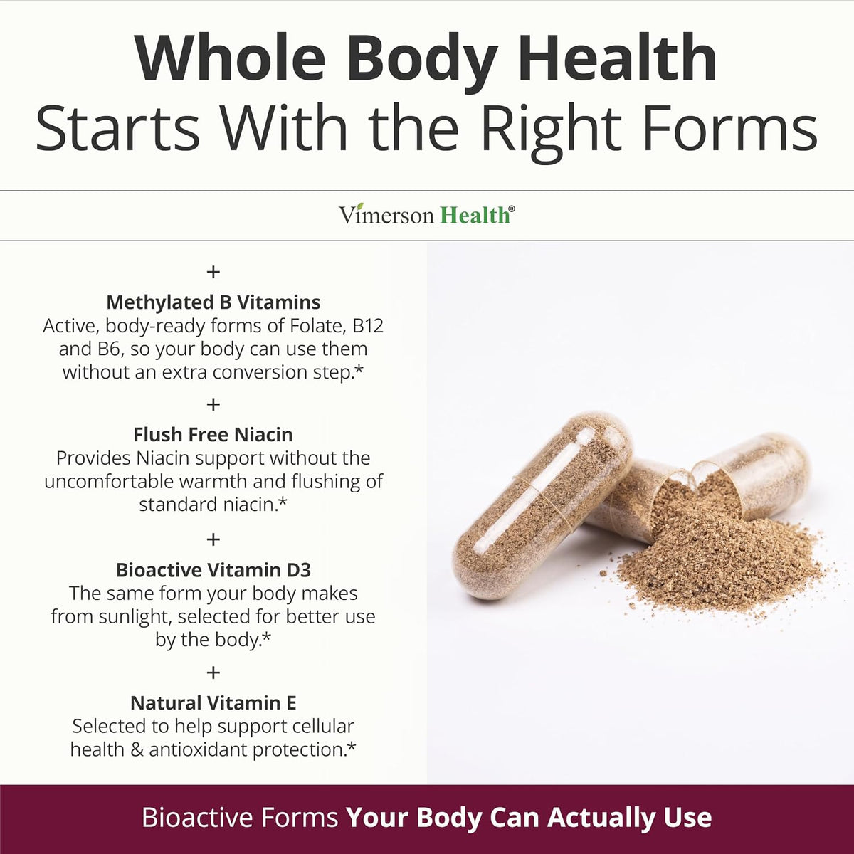 Vimerson Health Multivitamin for Women: Methylated B Vitamins, 60 Capsules