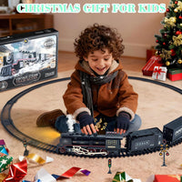 Christmas Train Set with Smoke, Light & Sound, Railway Track Electric Train