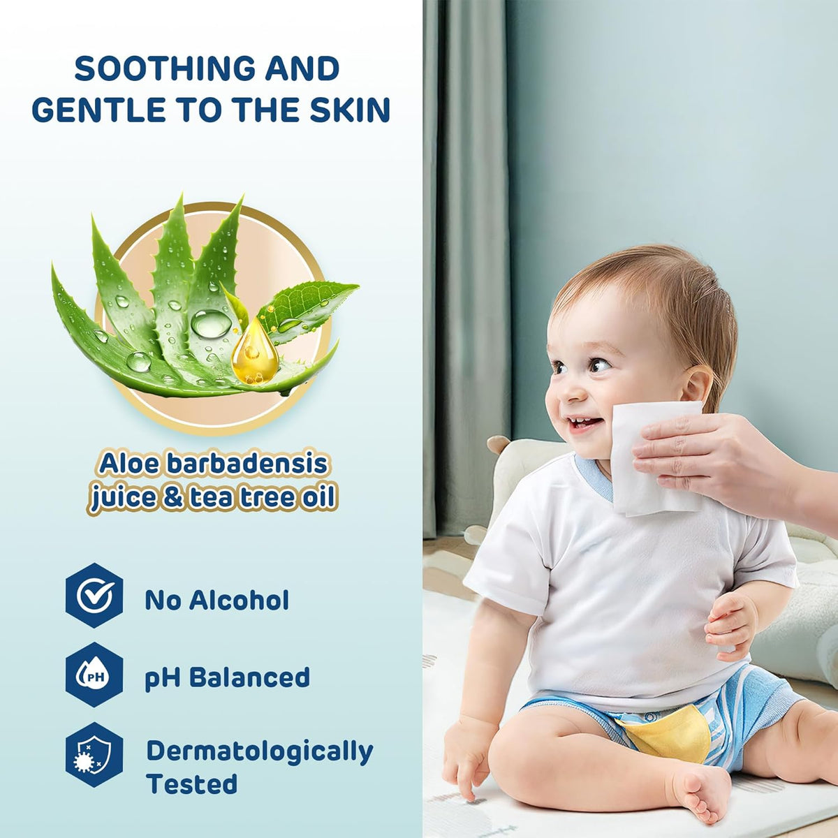 Baby Wipes Sensitive Skin Wet Wipes, 99% Purified Water, Aloe, Natural Tea Tree Oil (960 Count))