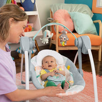 Bright Starts, Whimsical Wild Portable Compact Automatic Baby Swing with Music