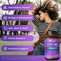 Vitamin World Ultra 360 Multivitamin for Women One Daily, Stress Support | Women's Multivitamin with Collagen, Ashwagandha & Antioxidants, Vitamin A, B, C & D for Energy & Immune Support, 90 Caplets