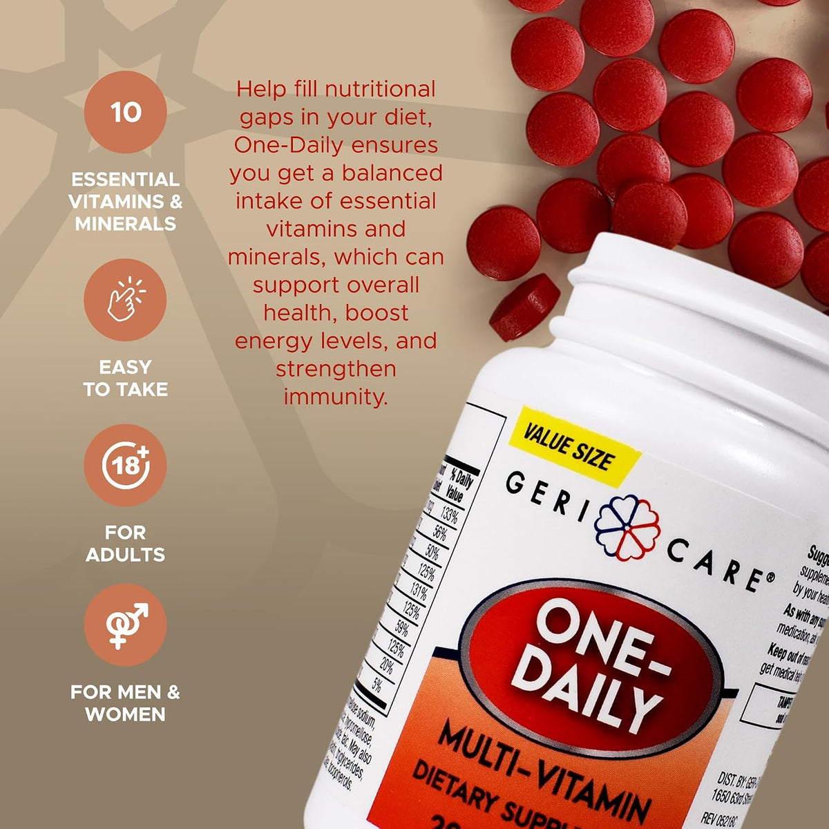 One-Daily Multi-Vitamin Tablet, 200 Count by GeriCare