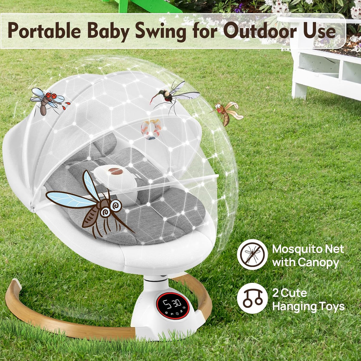 Baby Swings for Infants, Electric Baby Swing with 5 Speeds and Preset Lullabies, USA Product