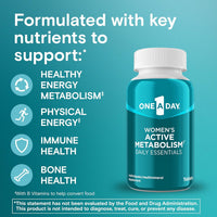 One A Day Women's Active Metabolism Daily Essential, Multivitamin for Women, Metabolism Support, 120 Count