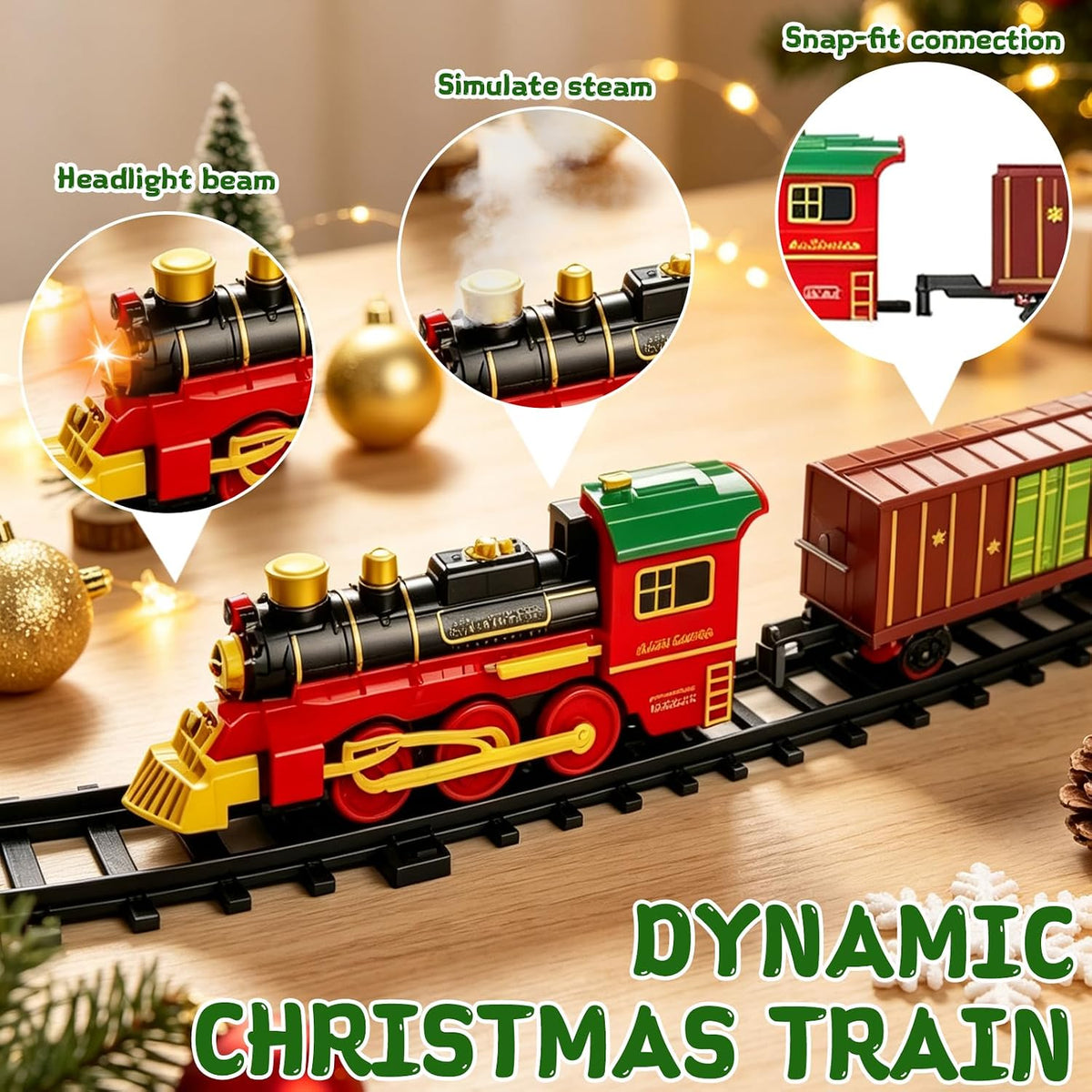 LUKIUP Christmas Tree Train, Classic Christmas Train Set Suitable for Adults