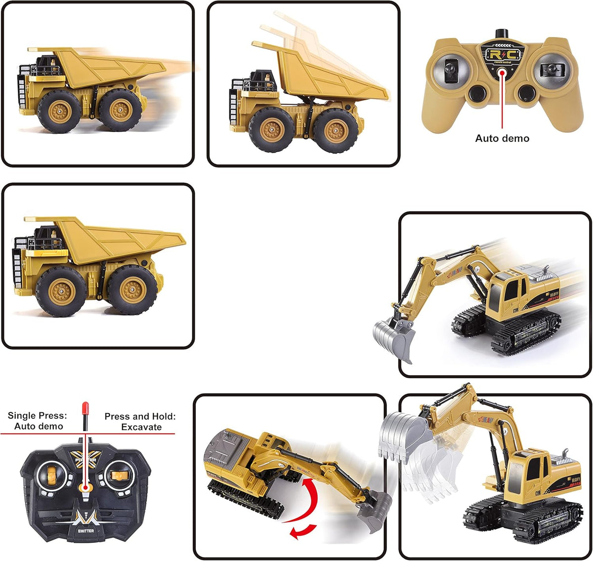 JOYIN 2 PCS Remote Control Construction Vehicle Toy Set