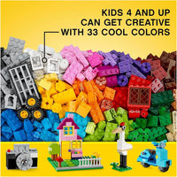 LEGO Classic Large Creative Brick Storage Box Set, Colourful Building Toy for 4+ Year Old Boys and Girls, Construction Kit with Doors, Windows, Car Wheels, and Green Baseplate, Kids Toy 10698