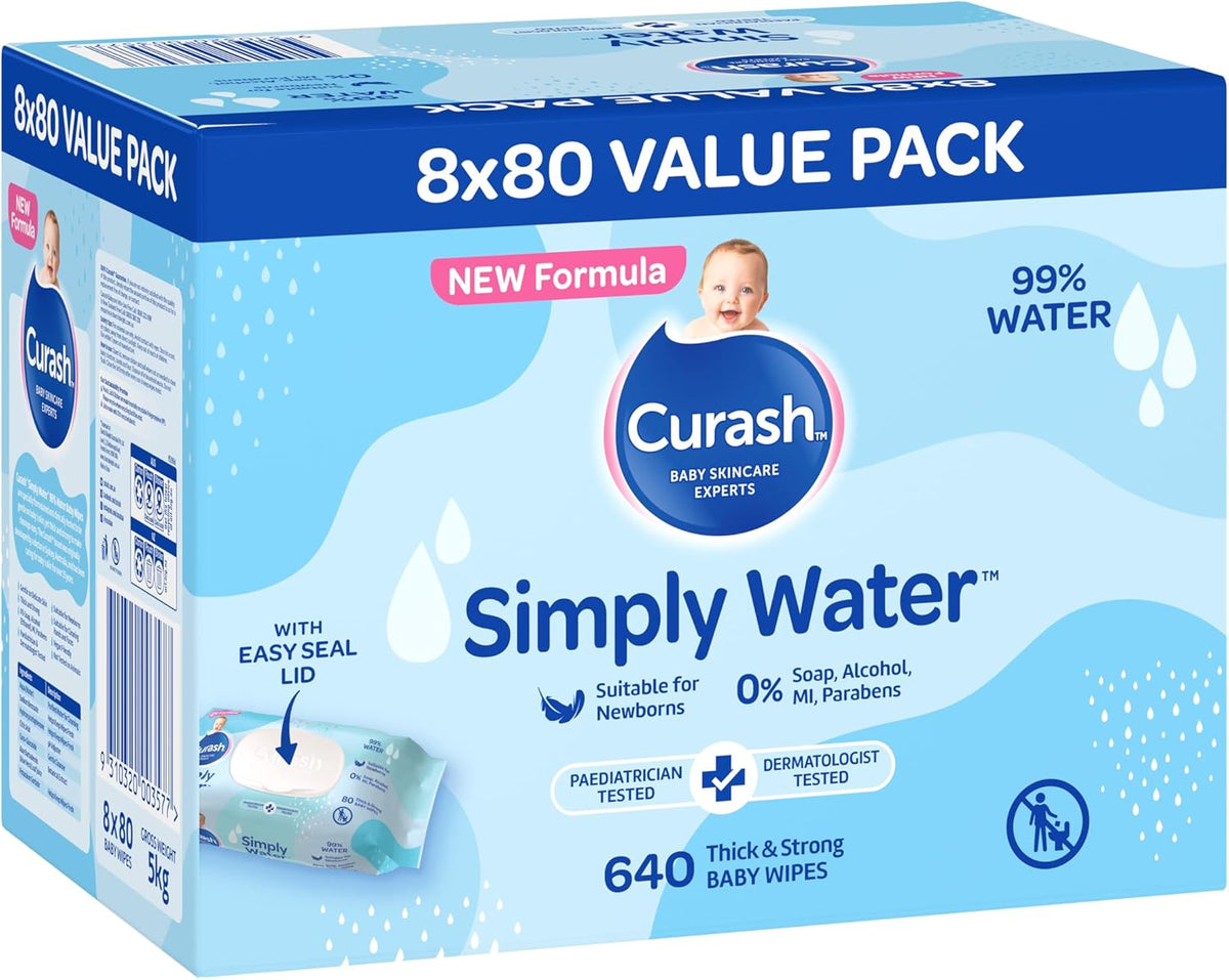 Curash Simply Water Wipes 640 Count
