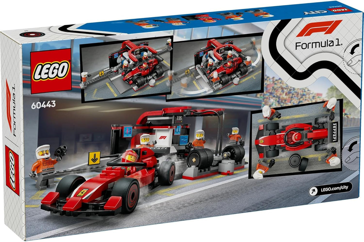 LEGO City F1 Pit Stop & Pit Crew with Ferrari Car Toy for 6+ Year Old