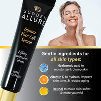 Sudden Allure Instant Face Lift Serum – Erase Under Eye Bags & Wrinkles in 60 Seconds - Firming Face & Eye Serum Lotion Cream - Instantly Tighten & Reduce Eye Bags & Crows Feet | Made in USA (10 ml)