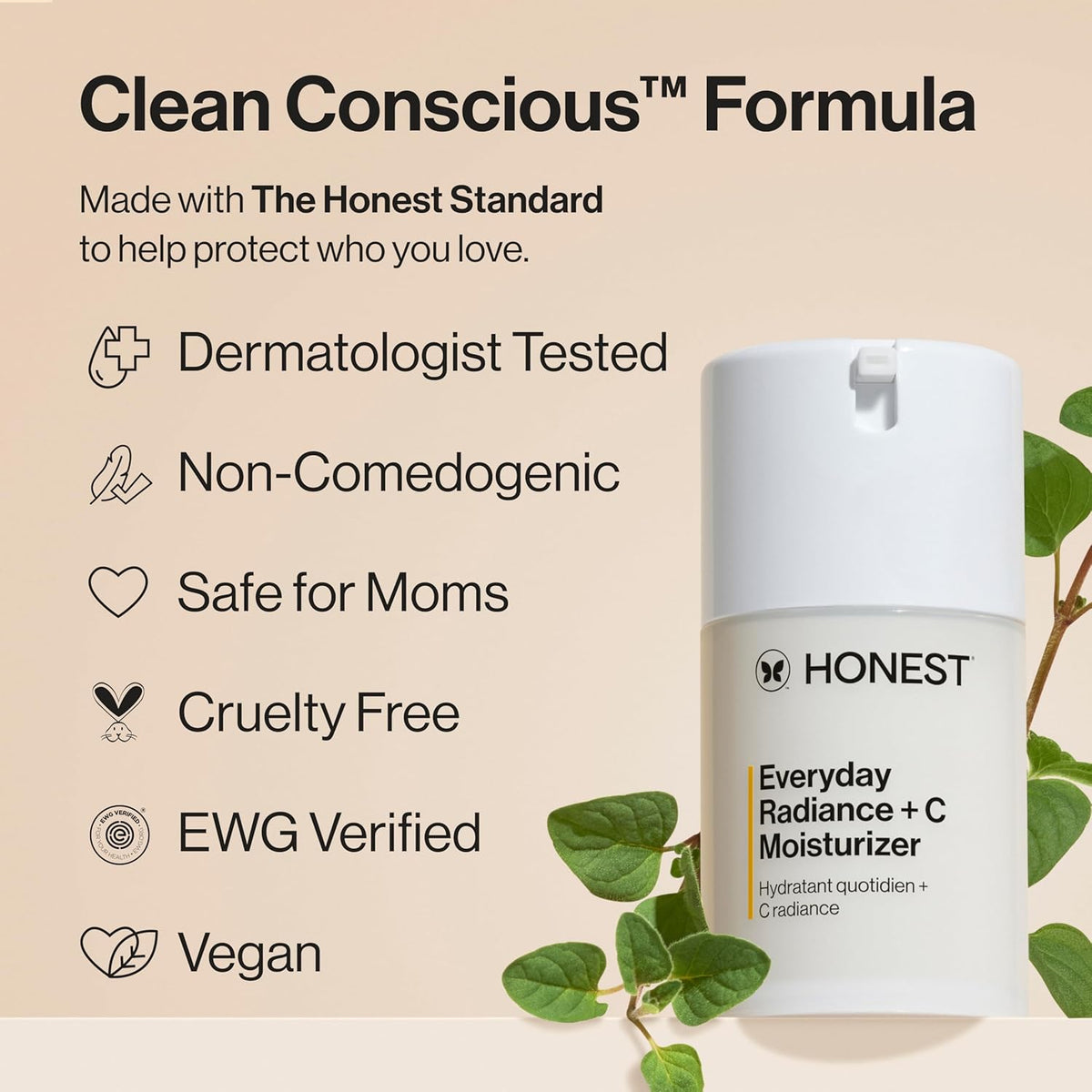 Honest Beauty Everyday Radiance Vitamin C Moisturizer | Improves Skin Tone | Vitamin C, Niacinamide, Pearl | EWG Verified, Vegan + Cruelty Free | 1.7 fl oz