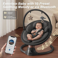 Baby Swings for Infants, FasonBaby Electric Baby Swing with 10 Preset Melodies, 5 Speeds, Remote Control and Bluetooth - Portable Infant Swing for Indoor and Outdoor(Black)