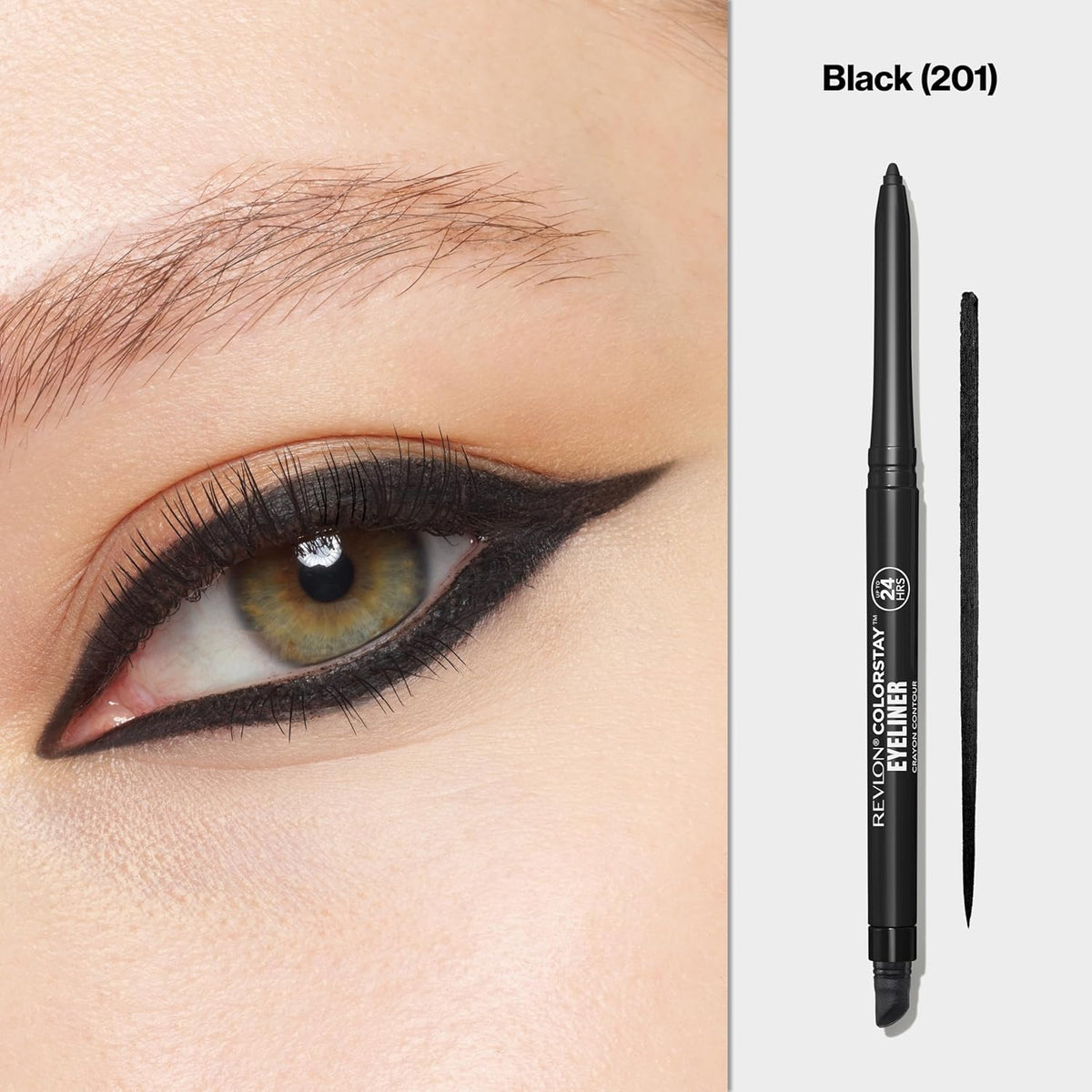 Revlon Pencil Eyeliner, ColorStay Eye Makeup with Built-in Sharpener, Waterproof, Smudge-proof, Longwearing with Ultra-Fine Tip, 201 Black, 2 Pack