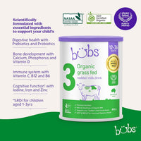 Bubs Organic Grass Fed Toddler Milk Stage 3, Toddlers 12-36 Months,800g