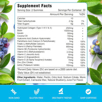 Biotin Gummies with Collagen & Keratin for Hair Skin Nails- Supports Hair Growth and Stronger Nails, Women Men, Kids - 60 tabs