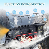 Christmas Train Set with Smoke, Light & Sound, Railway Track Electric Train