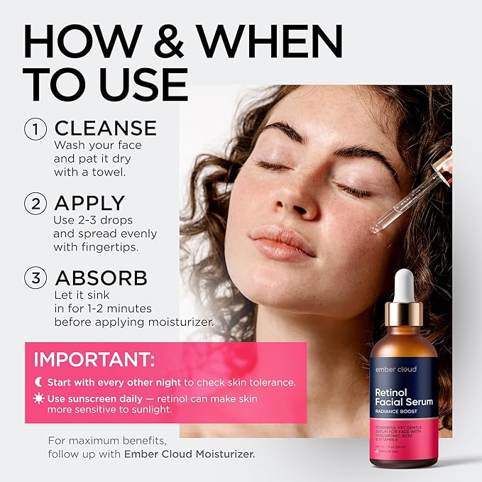 Retinol Serum for Face with Hyaluronic Acid, Vitamin E & Aloe Vera Anti-Aging Serum Supports Even Tone and Hydration Paraben&Fragrance-Free Cruelty Free All Skin Types Made in USA (1 Oz)
