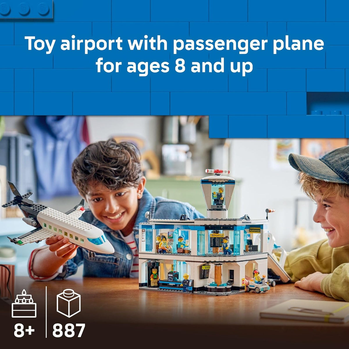 LEGO® Airport with Airplane 60502 Toy Model Airport Building Set for Boys, Girls and Fans of Toy Airplanes - Build Together Set for 1 to 4 People - 9 Minifigures - Birthday Treat for Ages 8+