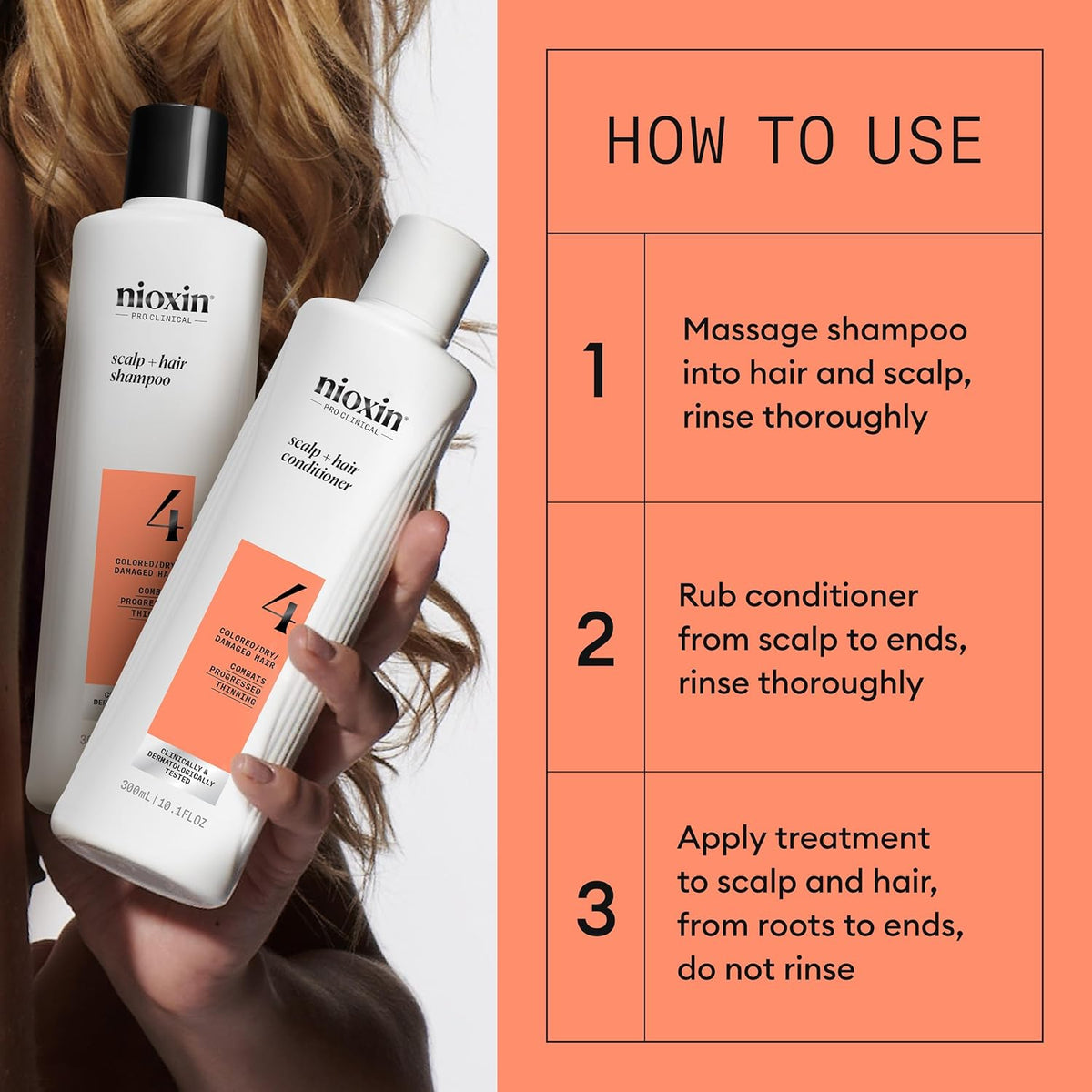 Nioxin Scalp + Hair Thickening System Kits | For Natural, Colored, & Damaged Hair with Light to Progressed Thinning | Strengthen & Boost Hair Density with Niacinamide & Biotin | 1 Month Supply