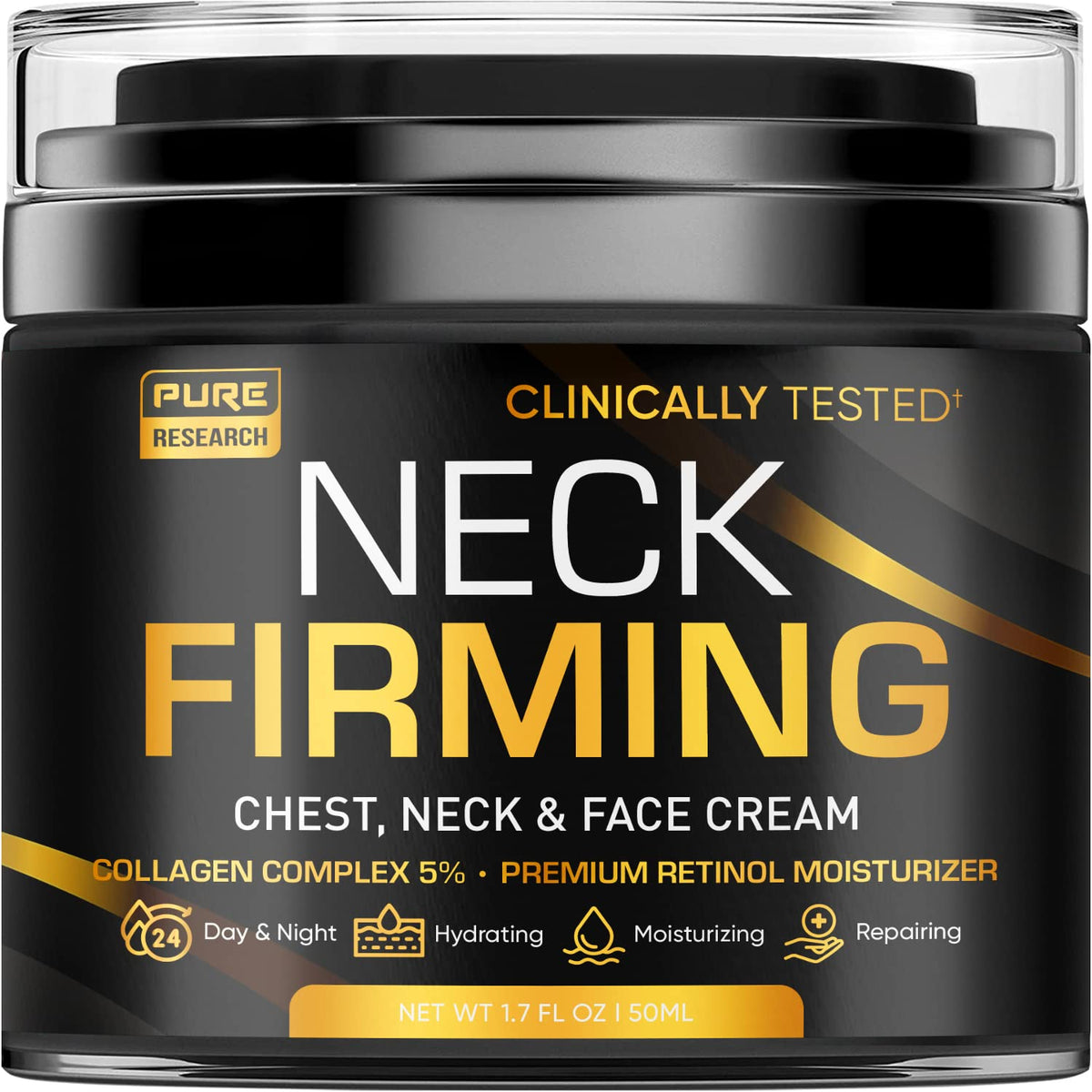 PURE RESEARCH Neck Firming Cream - Anti Wrinkle Cream Day & Night Face Neck and Décolleté Cream