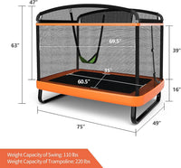 Giantex 6 Ft Kids Trampoline with Swing, Max Load 220lbs, Indoor Small Trampoline for 2 Kids