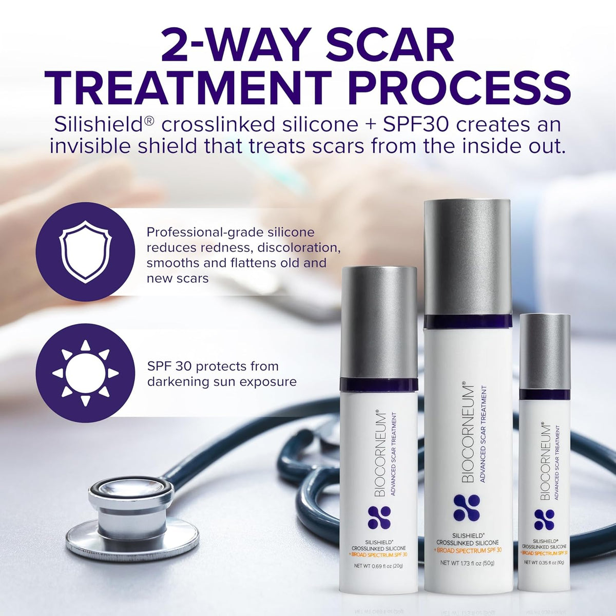 Advanced Scar Treatment with Silishield® & SPF 30 10g – Made in the USA