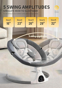 Baby Swings for Infants to Toddler-Electric Bluetooth Infant Swing with Remote Control, Rocker with 5 Speeds, 5-Point Harness,3 Seat Positions,12 Preset Lullabies (Grey)