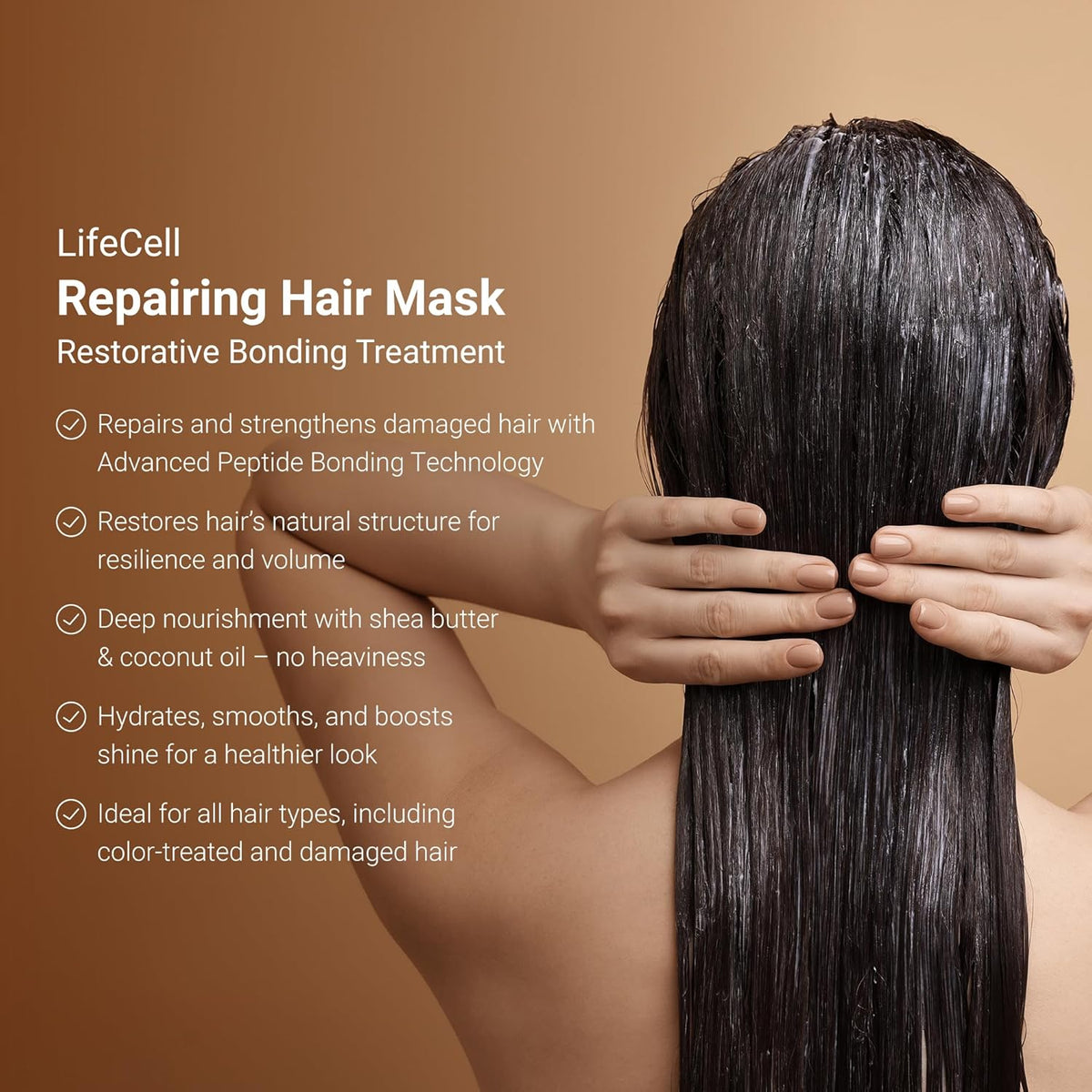 LifeCell Repairing Hair Mask – Restorative Bonding Treatment with Bioactive Peptides, Keratin, Plant Collagen, Shea Butter & Coconut Oil – Deep Nourishment & Strength for All Hair Types
