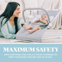 Baby Delight Highland Baby Bouncer | Infant | 0 – 6 Months | 3-Position Recline | Pebble Grey