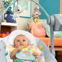 Bright Starts, Whimsical Wild Portable Compact Automatic Baby Swing with Music