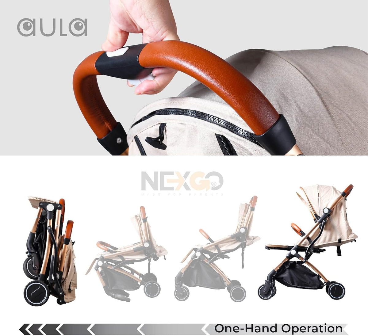 Mamakiddies Baby Pram & Stroller, One-Hand Compact Fold