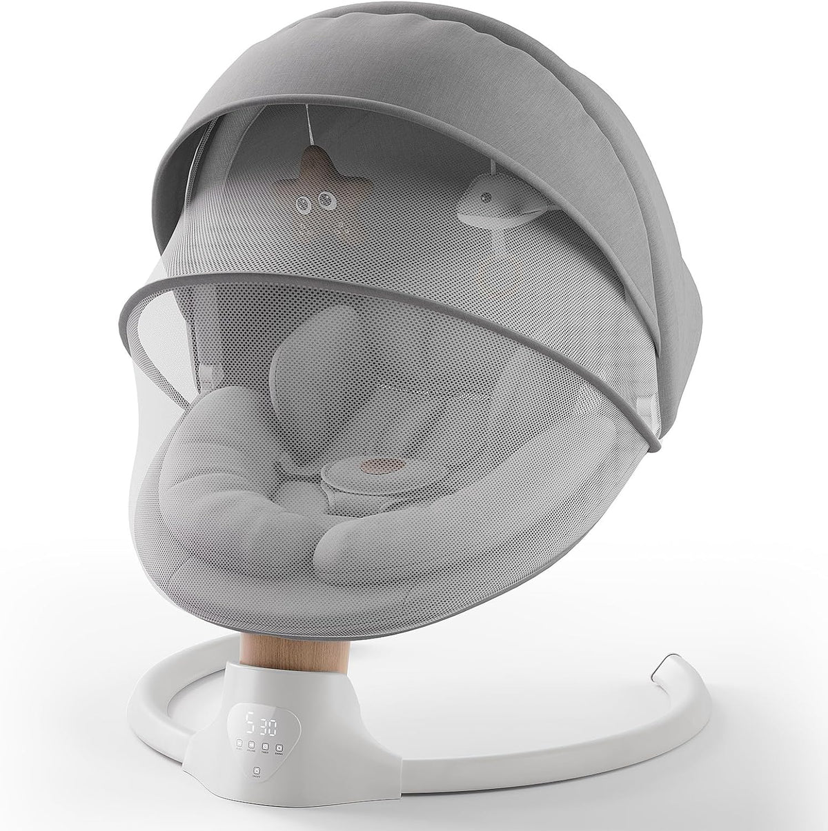 Baby Swings for Infants, FasonBaby Electric Baby Swing with 10 Preset Melodies, 5 Speeds, Remote Control and Bluetooth - Portable Infant Swing for Indoor and Outdoor(Grey)