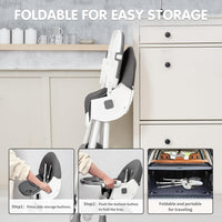 Portable Baby High Chair, 6 in 1 Convertible High Chairs for Babies & Toddlers with 5-Point Safety Harness